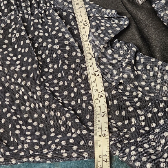 🆕 PRETTYLITTLETHING | Black Polka Dot Mesh Ruched Frill Hem Dress size 12 - Picture 10 of 11